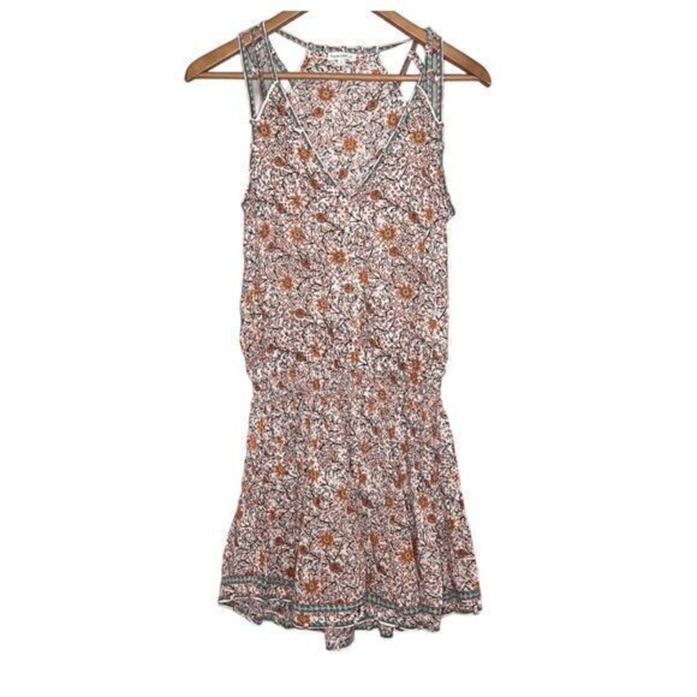 Floral Print Sleeveless Midi Dress - Rust/White